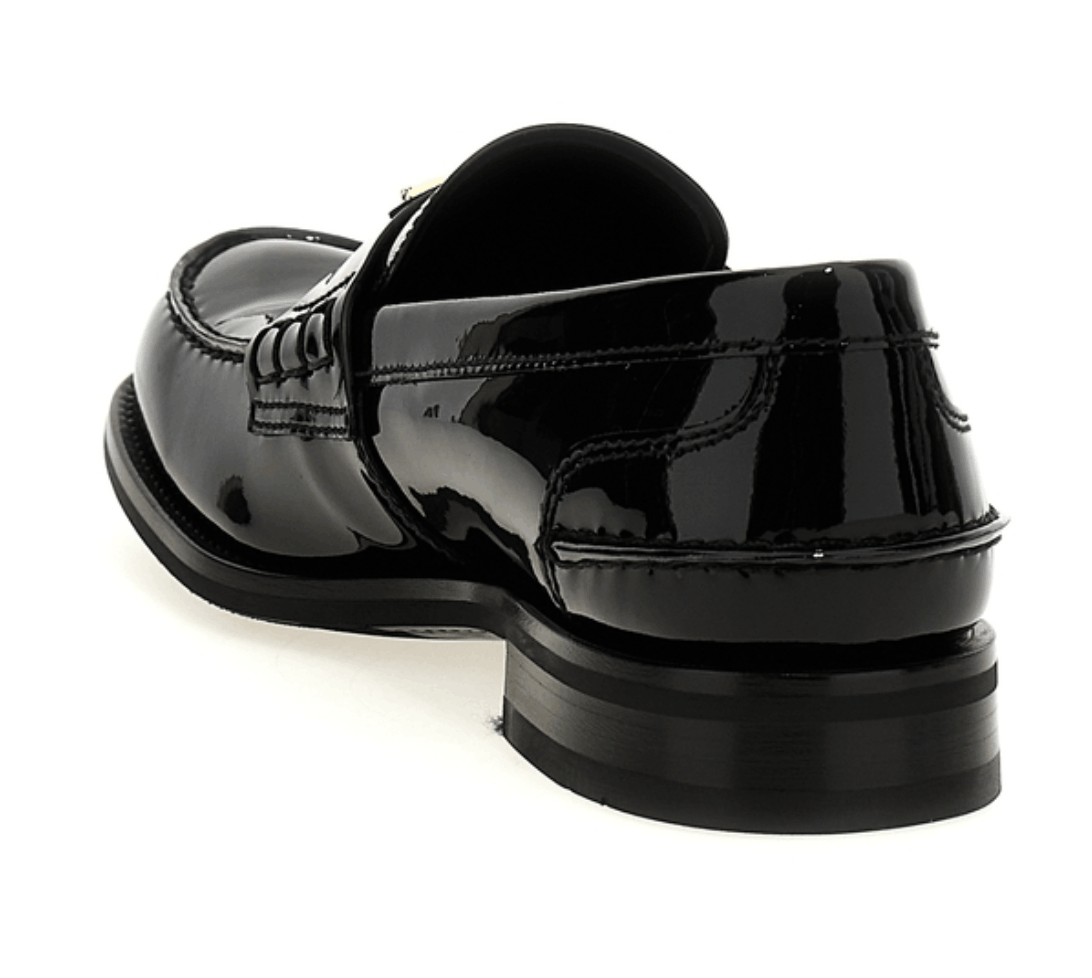Prada men's black patent leather loafer