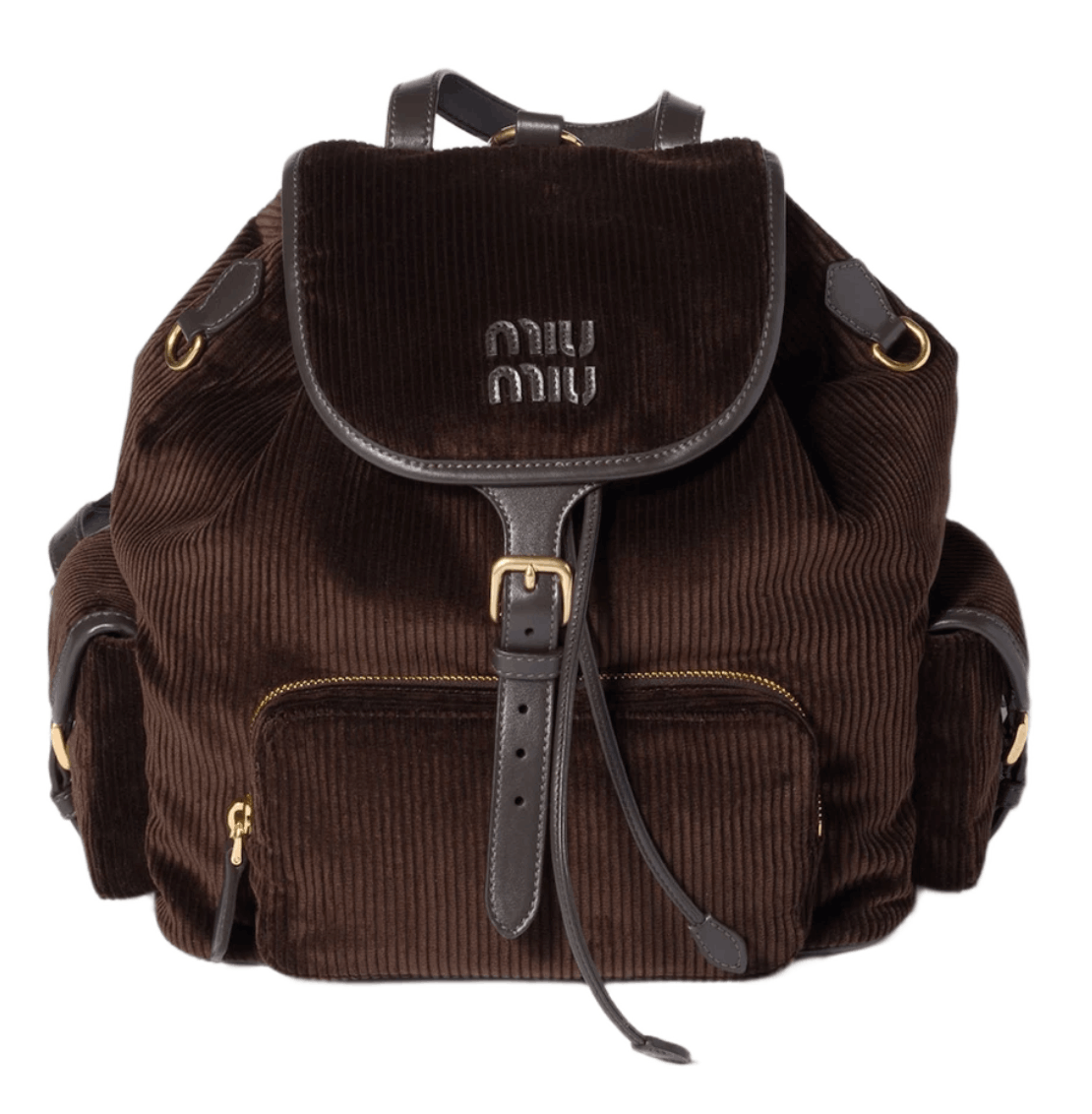 Miu Miu Corduroy Backpack Ebony