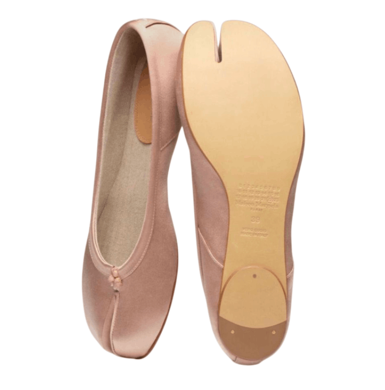 (W) Maison Margiela Satin Tabi Ballerina Shoes Dusty Rose