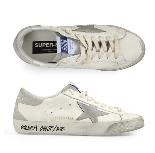 Golden Goose Superstar White Ice Gray Heel Tab Sneakers