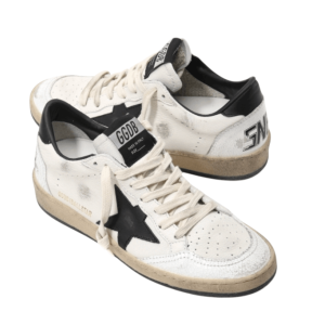 (W) Golden Goose Ball Star In Nappa With Black Star And Black Heel Tab