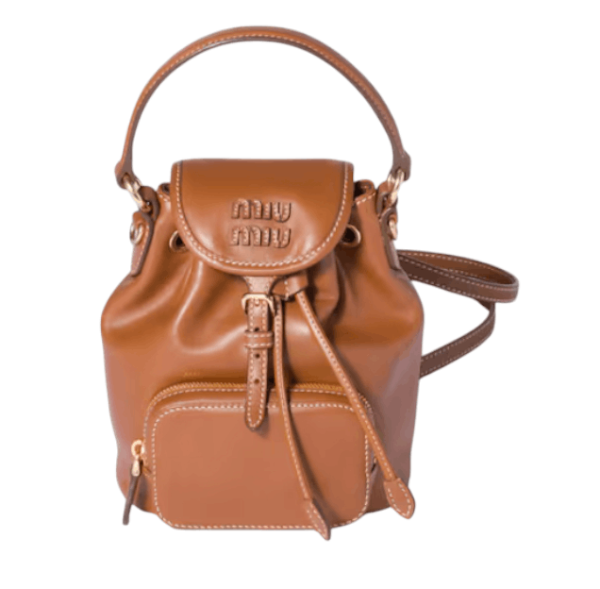 Miu Miu Leather Mini Backpack Cognac