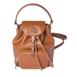 Miu Miu Leather Mini Backpack Cognac