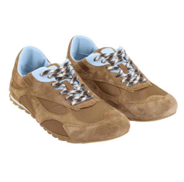 Orbit Flash suede-trimmed sneakers in brown