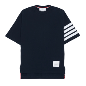 (W) Thom Browne Jersey 4-Bar Short Sleeve T-Shirt Navy