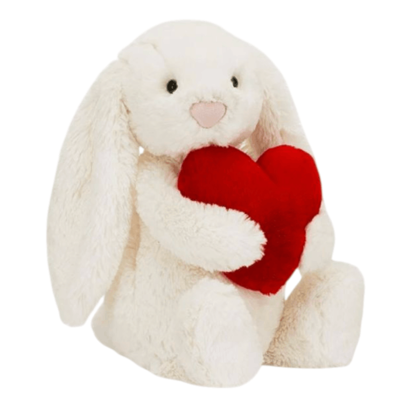 Jellycat Bashful Red Love Heart Bunny Medium Cream