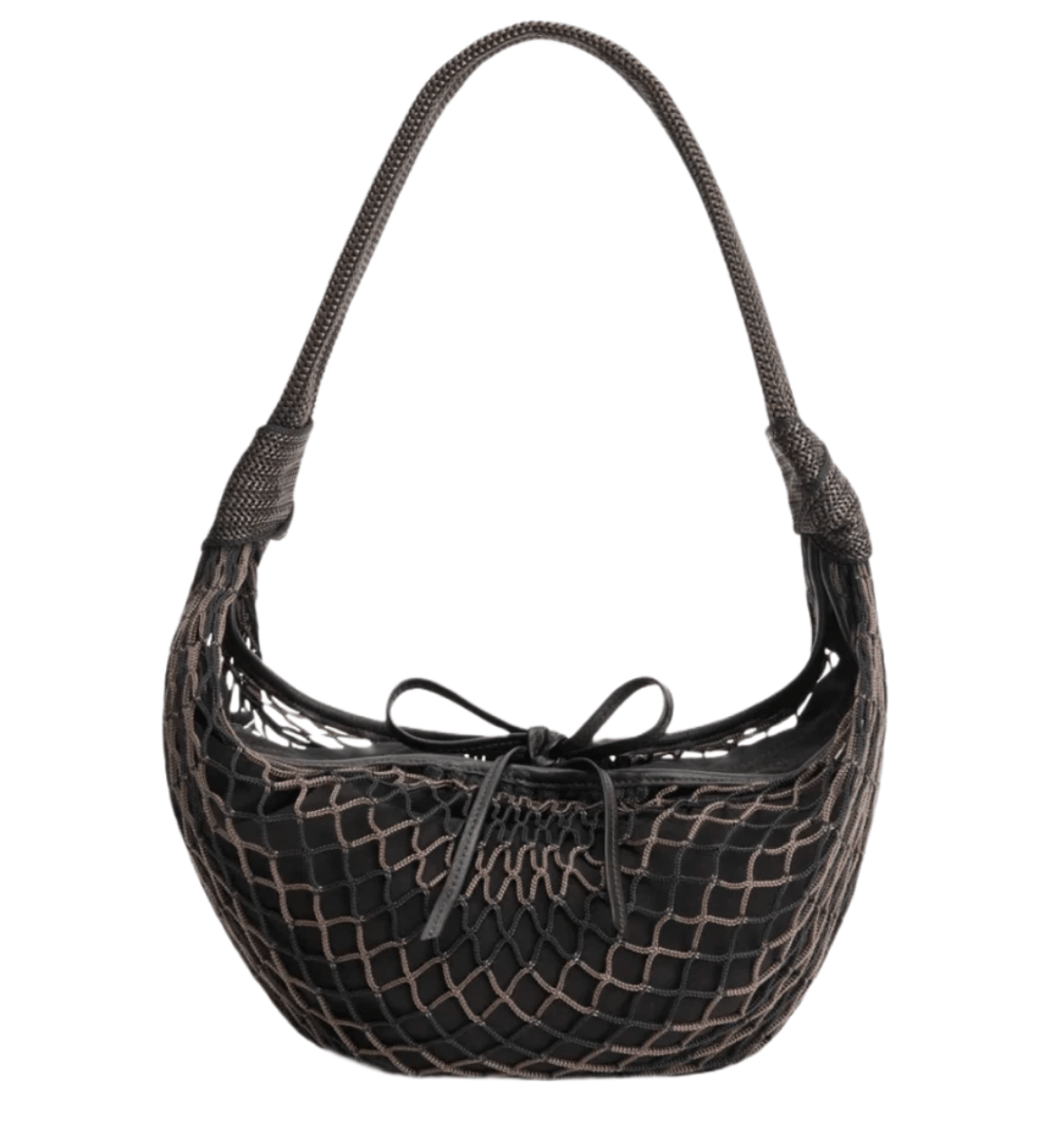 Lemaire Fortune Croissant Filt Bag Polyester Net Marron Glace Black