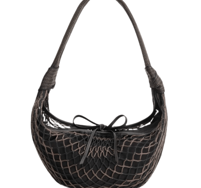 Lemaire Fortune Croissant Filt Bag Polyester Net Marron Glace Black