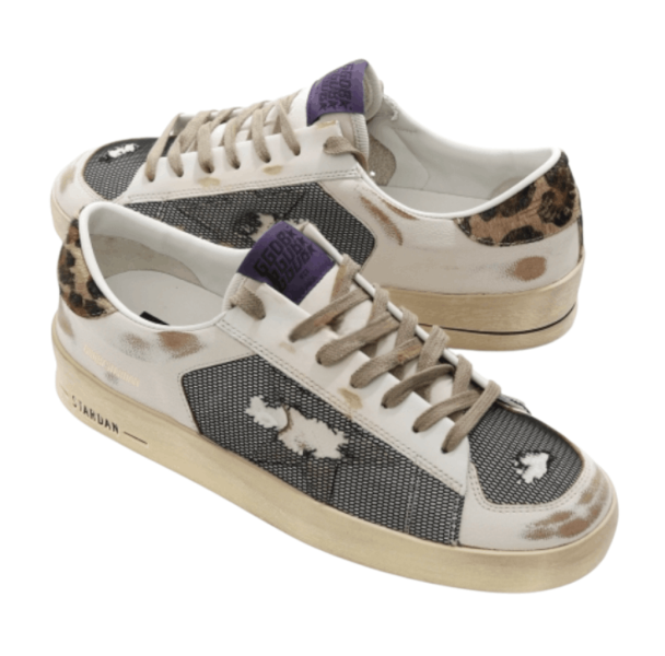 Golden Goose Stardan in nappa and mesh with leopard-print pony skin heel tab