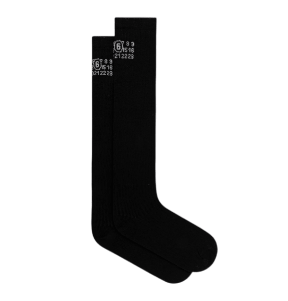 MM6 Maison Margiela Jacquard logo knee-high socks black