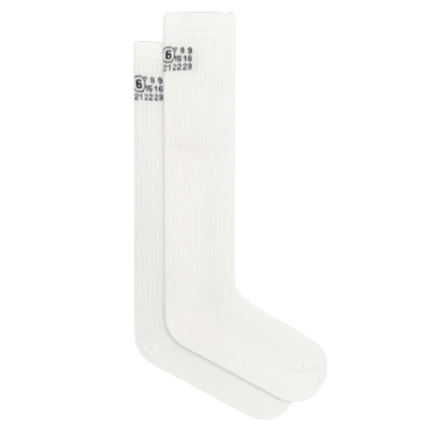 MM6 Maison Margiela Jacquard logo knee-high socks white
