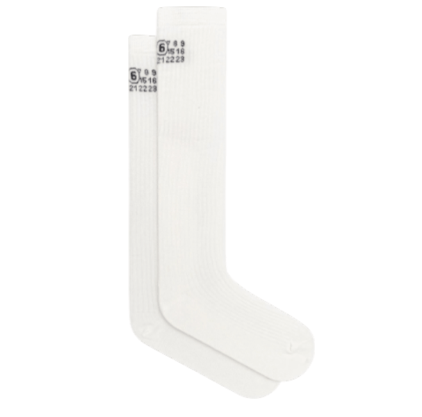 MM6 Maison Margiela Jacquard logo knee-high socks white