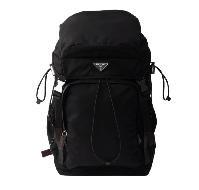Black Prada Speedrock Re-nylon And Leather Backpack