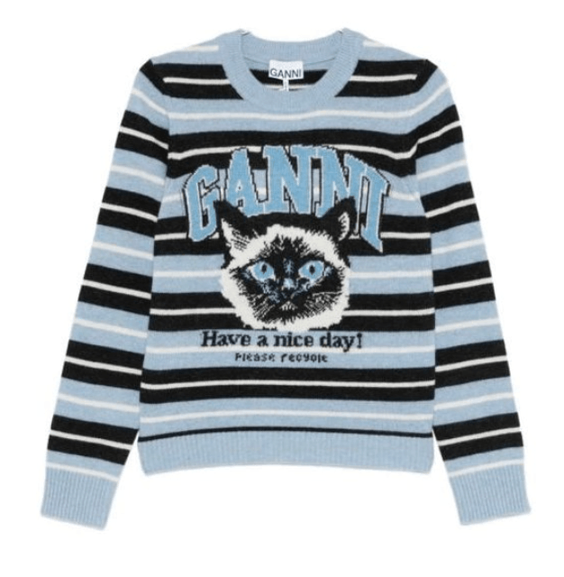 BLUE CAT GRAPHIC SWEATER 