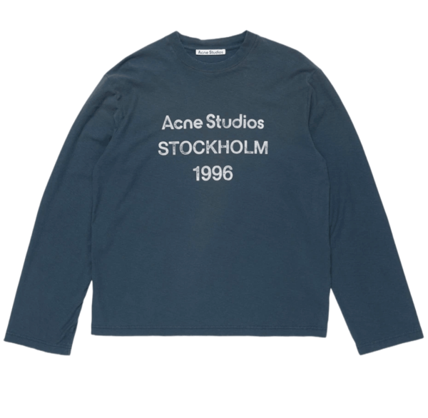 Acne Studios Logo T-Shirt Relaxed Fit Deep Blue