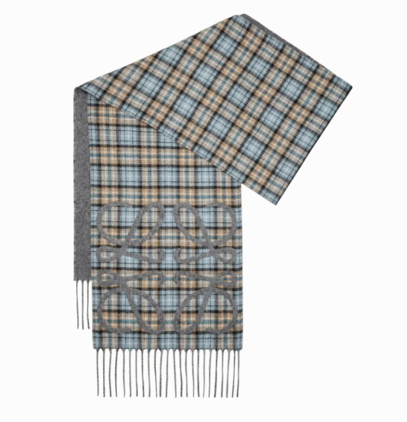 Anagram scarf in silk and cashmere Anthracite/Grey/Beige