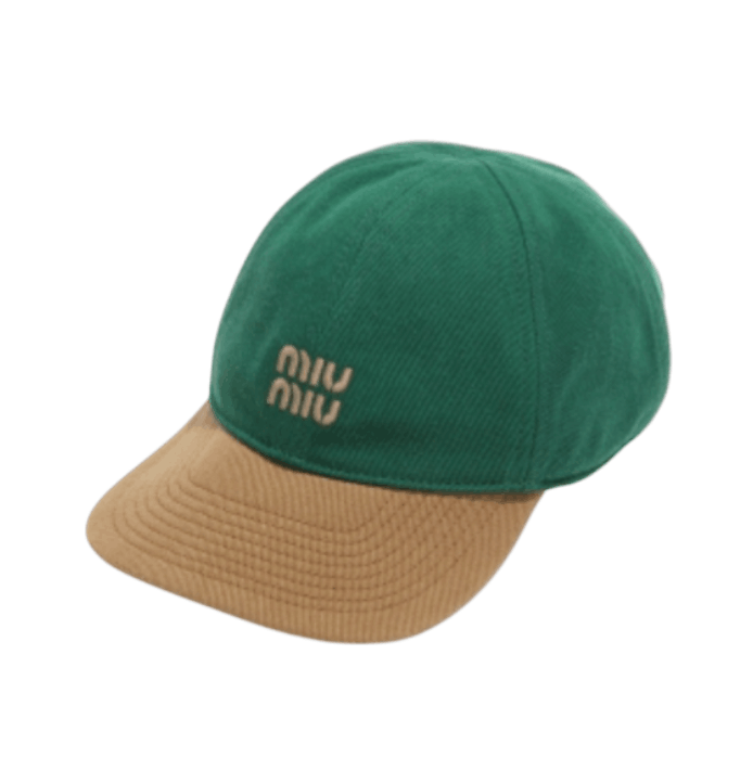 (W) Miu Miu Drill Baseball Cap Billiard Cork