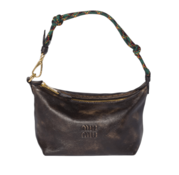 Coffee Brown/green Leather Pouch