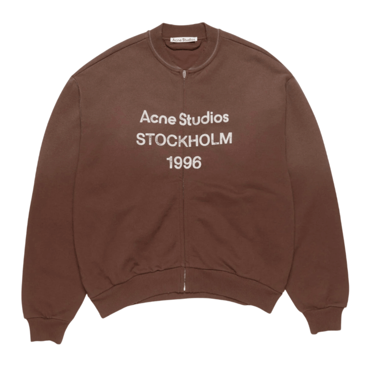 Washed zip-up cardigan Chocolate brown