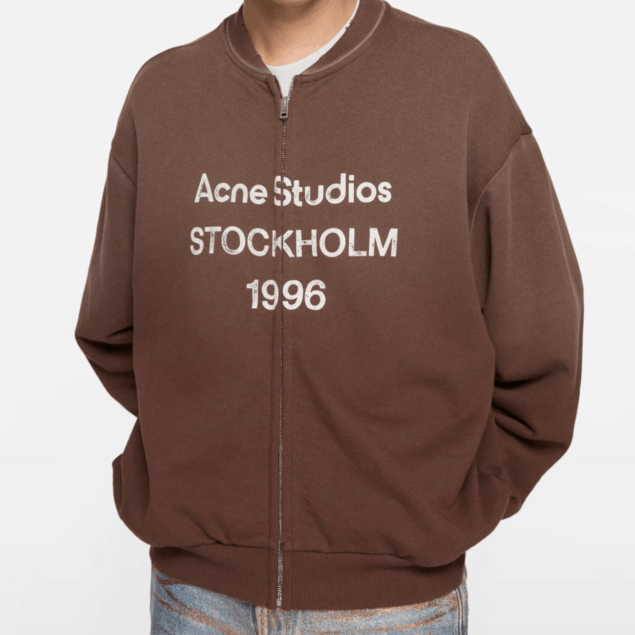 Washed zip-up cardigan Chocolate brown