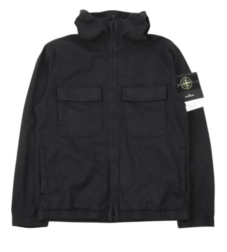 4100077 Stretch Organic Cotton Twill Hooded Jacket With Anti-Drop 