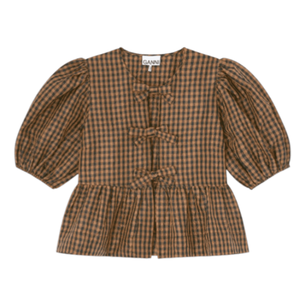 CRINKLED CHECK BLOUSE 
