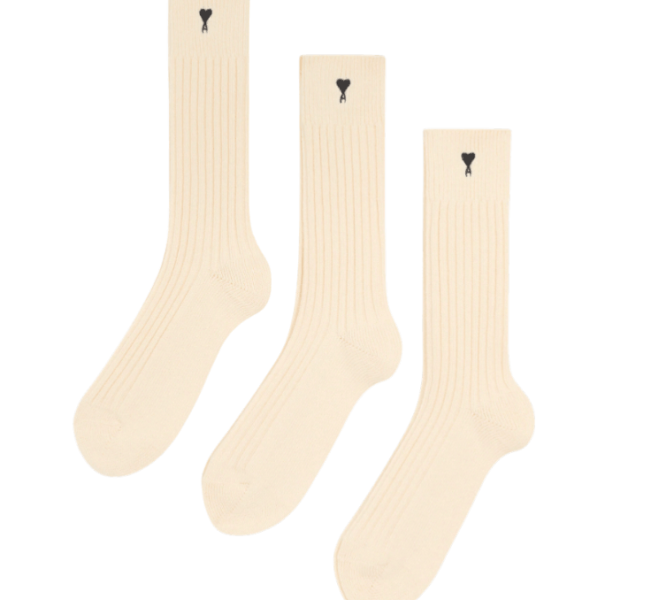 OFF WHITE White Cotton Three Pack Ami De Coeur Socks