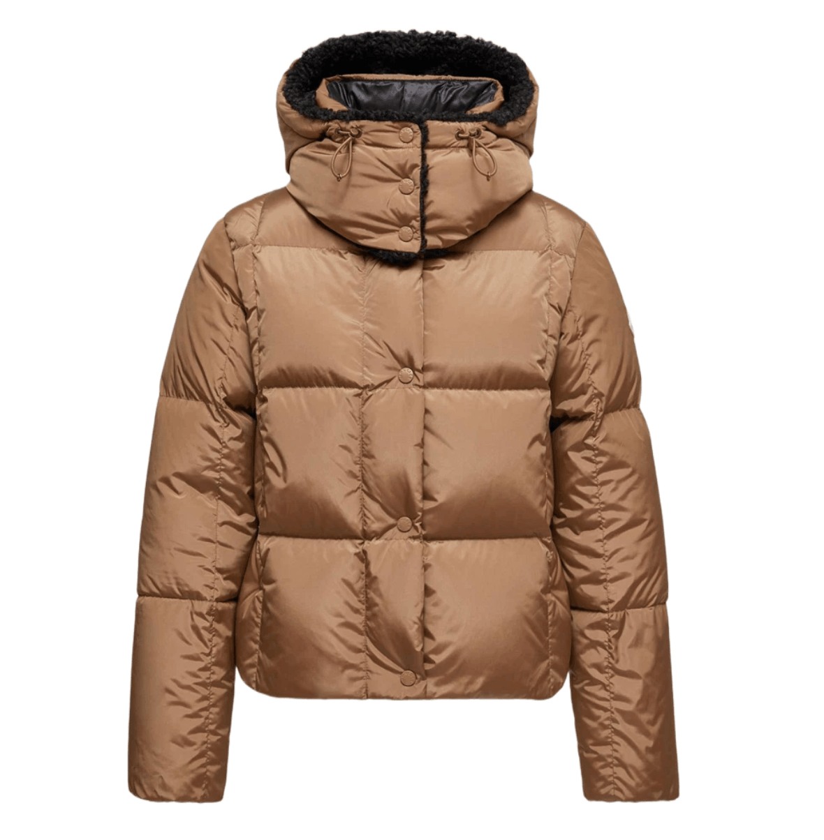 (W) Moncler Castelnou Square Quilted Hooded Short Down Jacket Camel Beige - 25FW