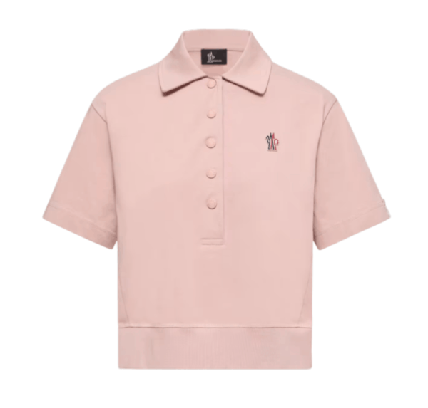 Pink Logo Patch Cotton Polo Shirt
