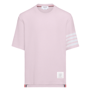 Thom Browne Textured Pique 4-Bar T-Shirt Light Pink