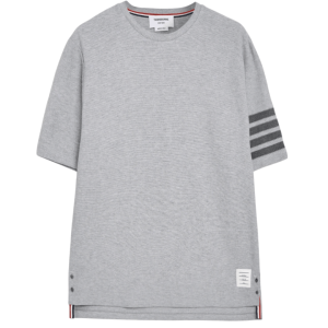 Thom Browne Textured Pique 4-Bar T-Shirt Grey