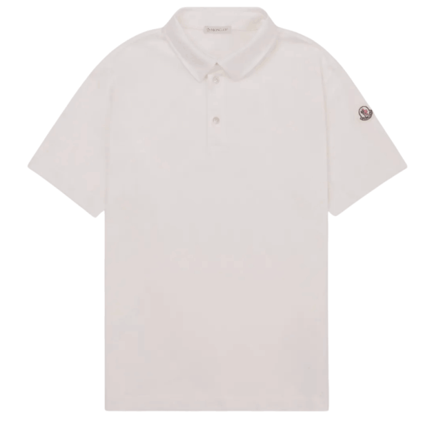 Moncler Striped Trim Cotton Piquet Polo Shirt