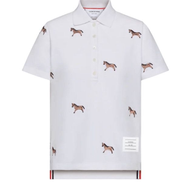 Thom Browne Lunar New Year Pique Horse Embroidery Polo WHITE