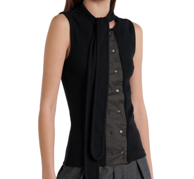  ASYMMETRICAL FITTED TOP BLACK