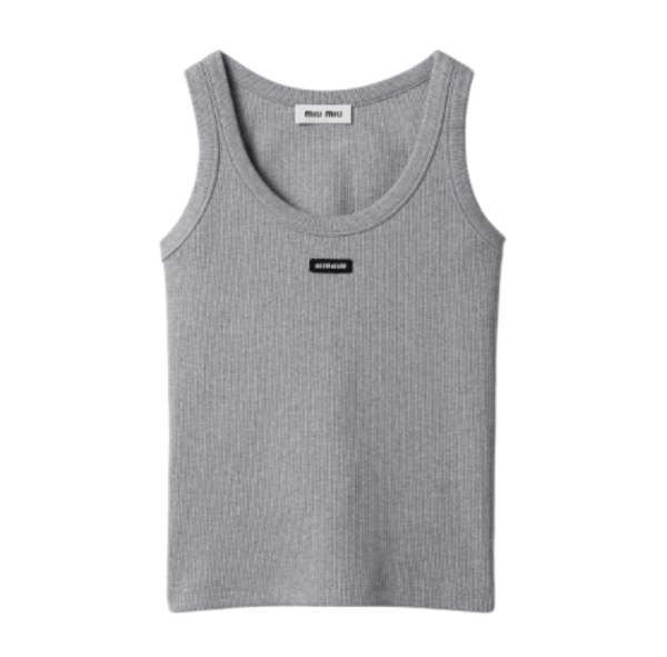 Grey Ribbed Jersey Tank Top