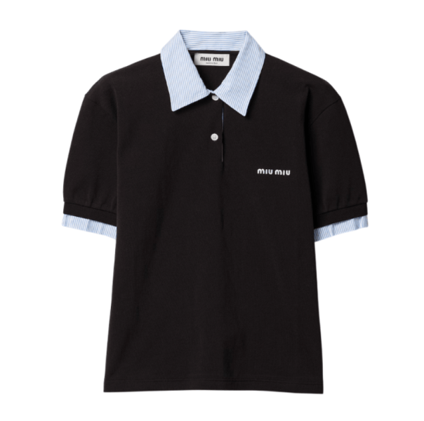 Black Cotton Piqué Polo Shirt