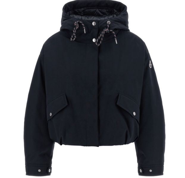 Navy Blue Eucalyptus Hooded Short Down Jacket