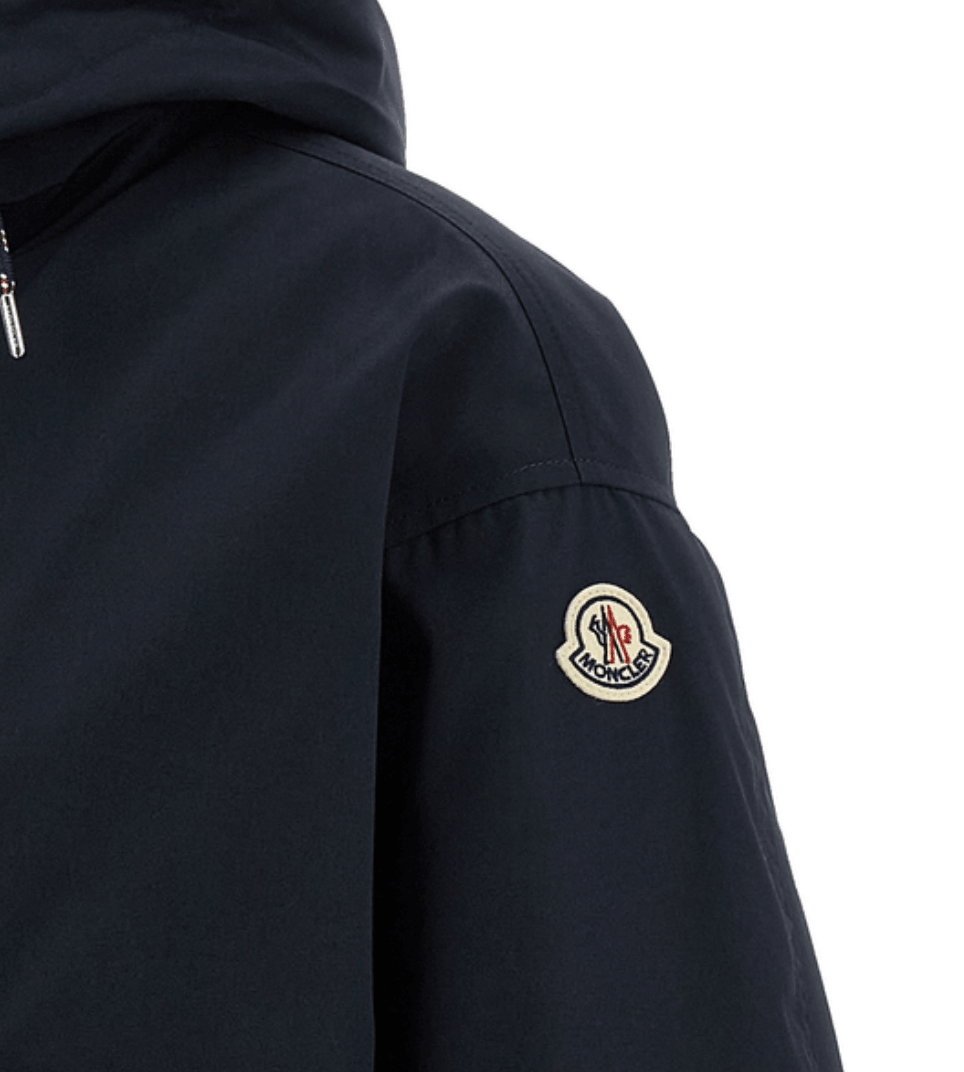 Navy Blue Eucalyptus Hooded Short Down Jacket