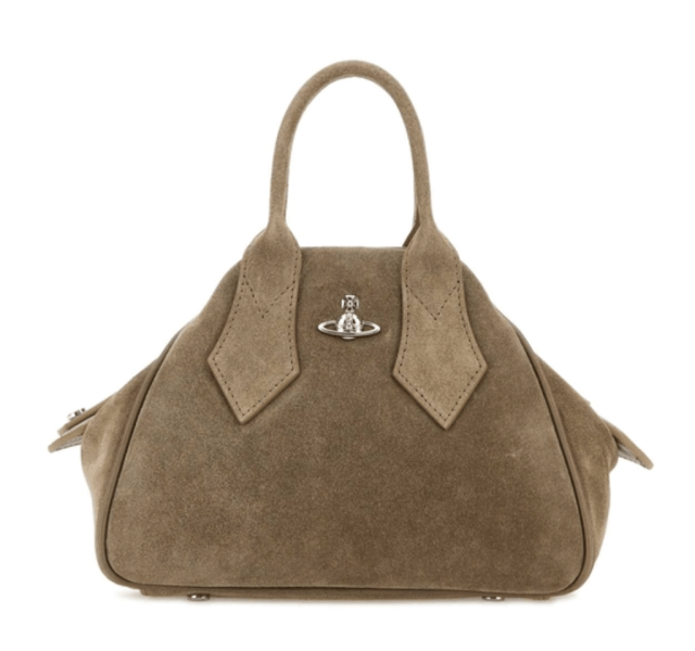 Dove grey suede small Yasmine handbag 