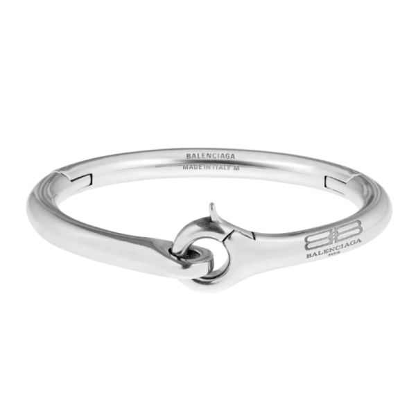 Silver Bracelet with engraved logo Balenciaga