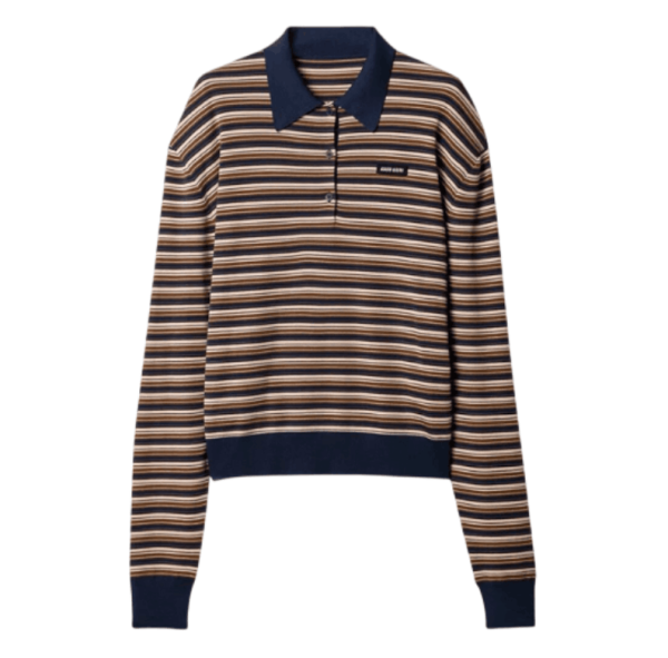 Wool Striped Polo Shirt Albino