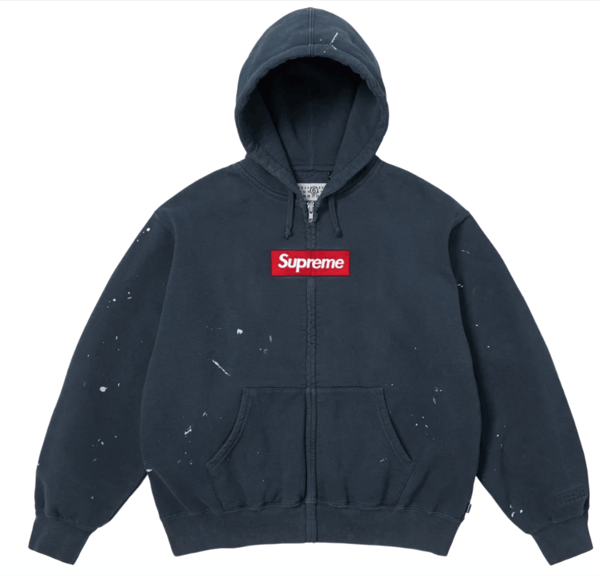 Supreme x MM6 Maison Margiela Box Logo Zip Up Hooded Sweatshirt Navy - 26SS