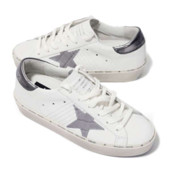 Golden Goose Hi Star Laminated Crocco White Grey Lillac