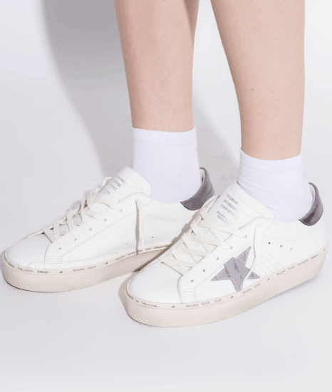 Golden Goose Hi Star Laminated Crocco White Grey Lillac