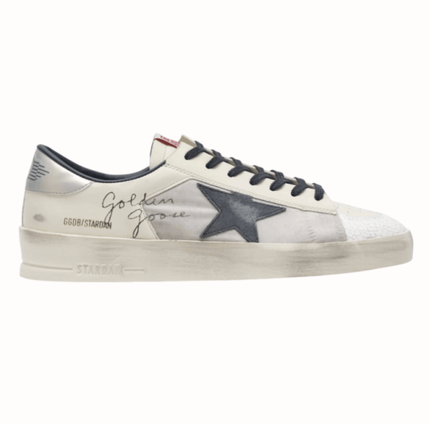 Stardan White and Navy Leather Sneakers