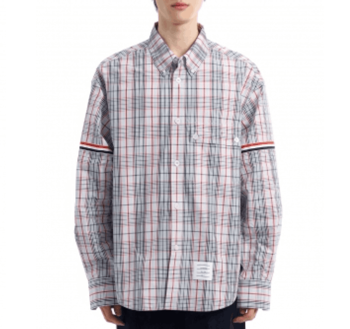 Plaid Check Poplin Armband Oversized Shirt