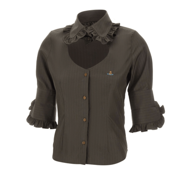 Vivienne Westwood Toulouse Frill Striped Shirt - Brown 