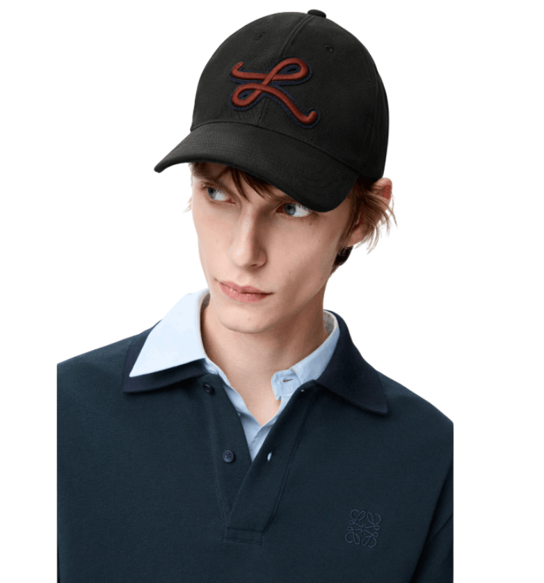 L patch cap in cotton Black 