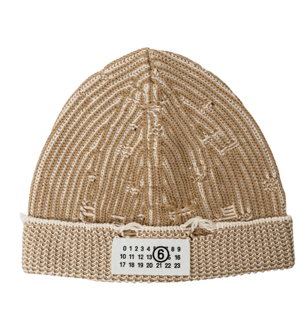 MM6 Maison Margiela Amended Optical Rib Beanie Camel Chalk