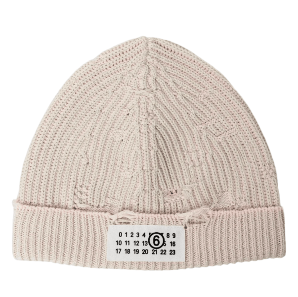 MM6 Maison Margiela Amended Optical Rib Beanie Light Grey Rose